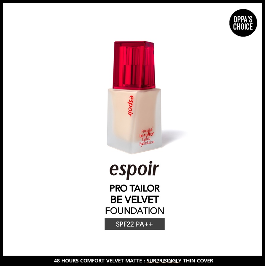 Kem nền siêu mịn ESPOIR PRO TAILOR BE VELVET FOUNDATION 30ml SPF22 PA++