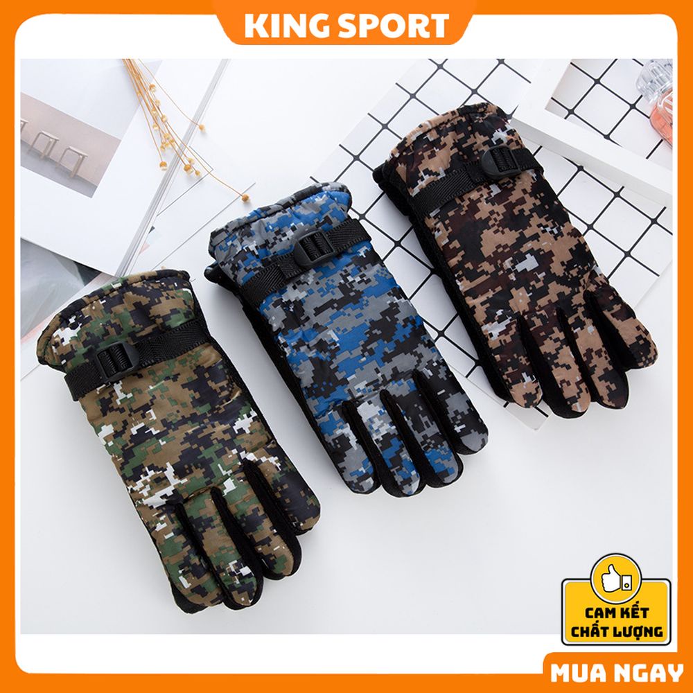 Găng tay xe máy lót nỉ nam nữ rằng ri chống gió chống nước cao cấp KING SPORT Găng tay đi phượt nam nữ ấm áp