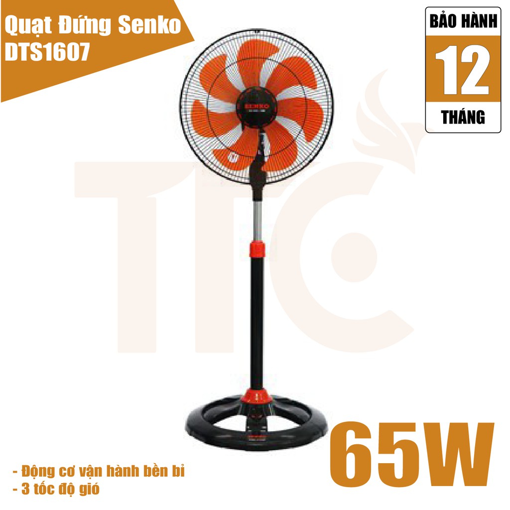 Quạt Đứng Senko DTS1607, thân sắt, lồng 4 tấc (Hàng Chính Hãng bảo hành 2 năm)