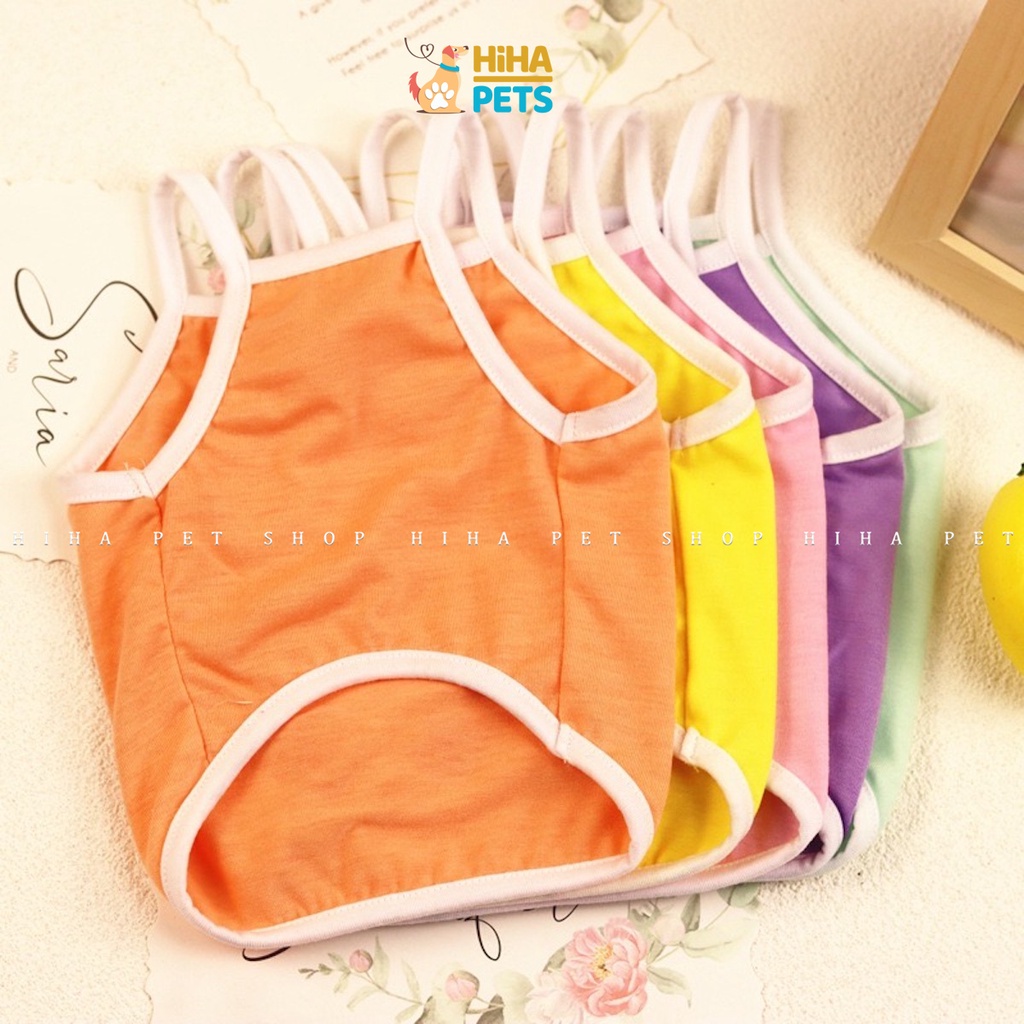 Áo Thun Ba Lỗ Cho Chó Mèo Vải Cotton Mát Mẻ Quần Áo Thú Cưng 2 Dây Mùa Hè Dễ Thương Hihapet.