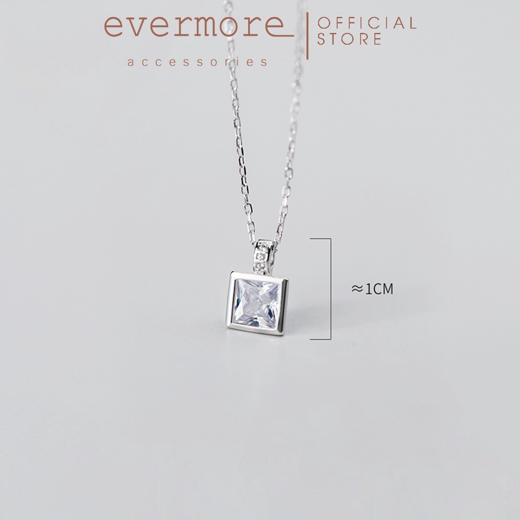 Dây chuyền bạc EVERMORE, vòng cổ đá vuông bạc ý 925, phong cách minimalism, thanh lịch - D003