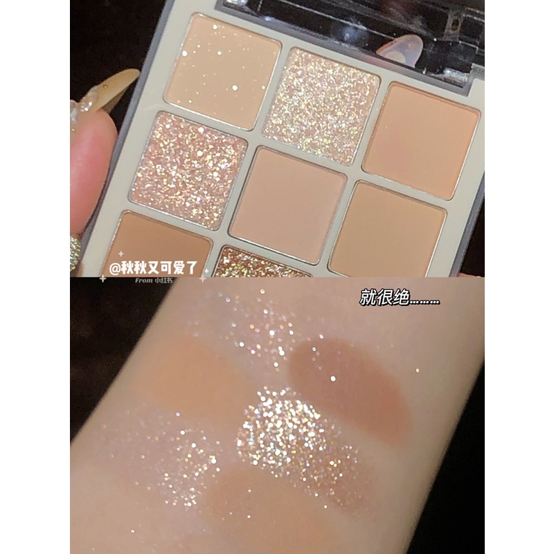 Bảng phấn mắt nội địa Trung 9 ô Dikalu Blooming Your Own Beauty, Bảng phấn mắt nhũ Dikalu 9 ô mềm mịn
