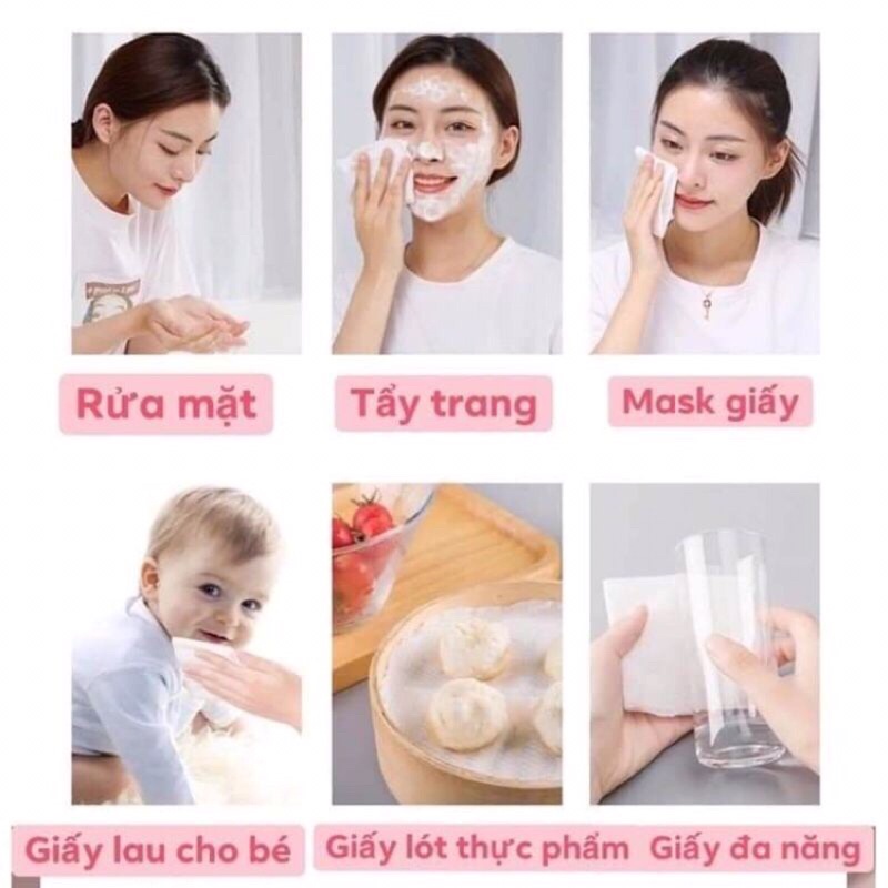 Khăn Tẩy Trang, Khăn Giấy Khô ANIMERRY Đa Năng Siêu Dai