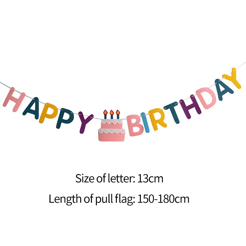 Dây Cờ Kéo Chữ Happy Birthday Bằng Nỉ Màu Sắc Ngọt Ngào Trang Trí Tiệc Sinh Nhật
