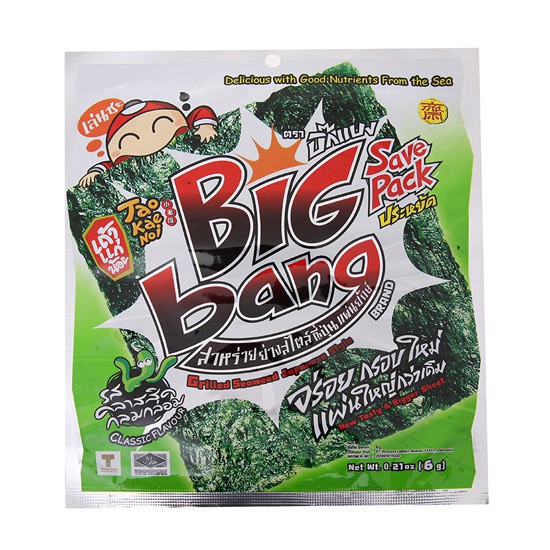 Rong biển giòn Big Bang vị truyền thống/ mực cay 6g