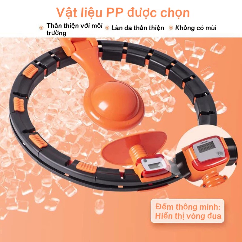 Vòng lắc eo tự động, Vòng lắc eo đa năng có đồng hồ đo, Dụng cụ tập gym tại nhà, giảm mỡ, Eo thon,điều hòa nhịp tim v.v