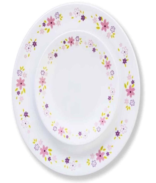 Combo 3 Đĩa Thủy Tinh Oval Floral Fantasy Corelle 6950-FSY-LP (25cm / Đĩa)