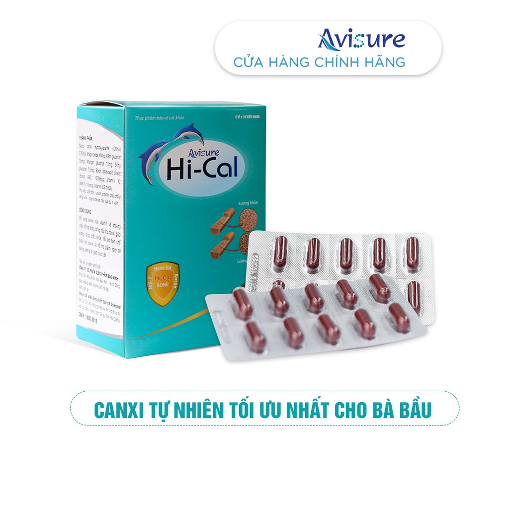 Canxi nano tự nhiên Avisure Hical cho bà bầu hộp 60 viên