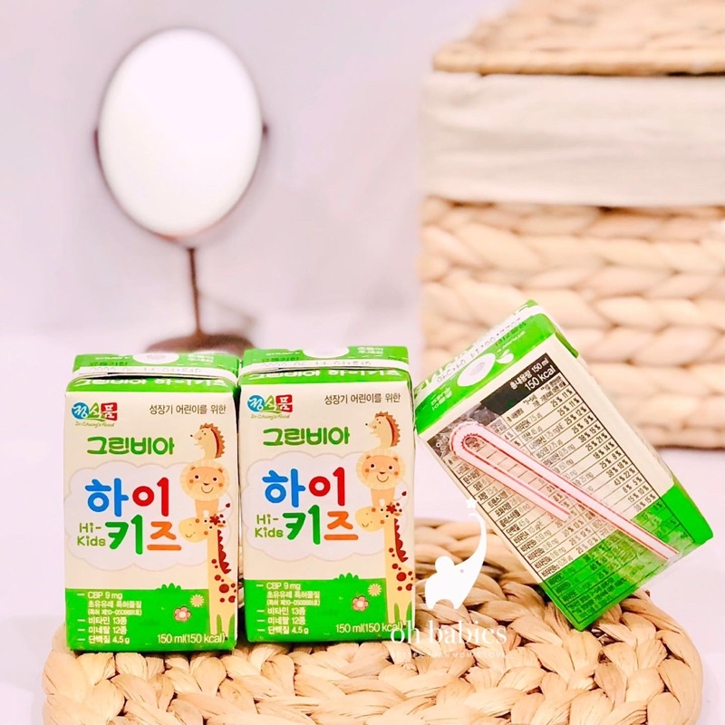 Sữa tươi Greenbia Kidmore 150ml cho bé từ 1y+ date 2023 - Set lốc 3 hộp [OH BABIES]