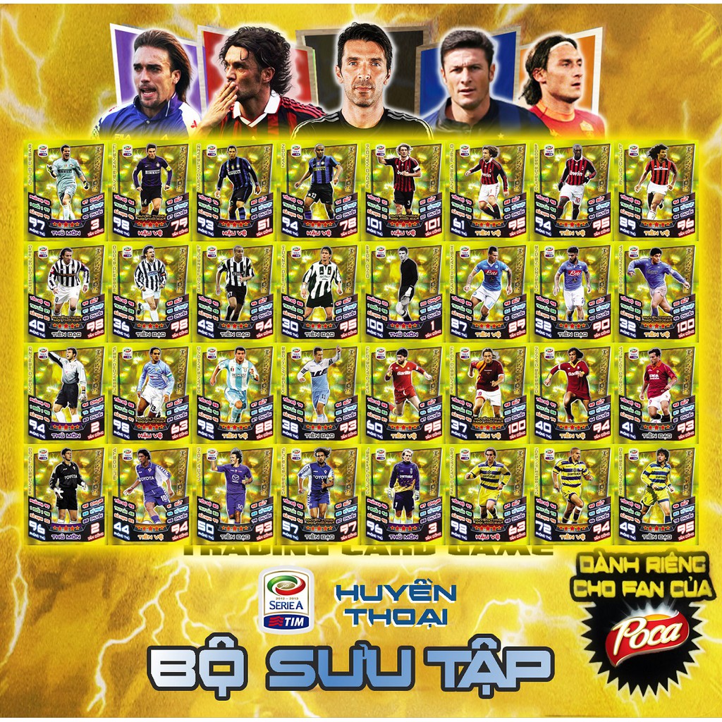 - Bộ thẻ in Match Attax Huyền thoại Serie A Calcio Poca