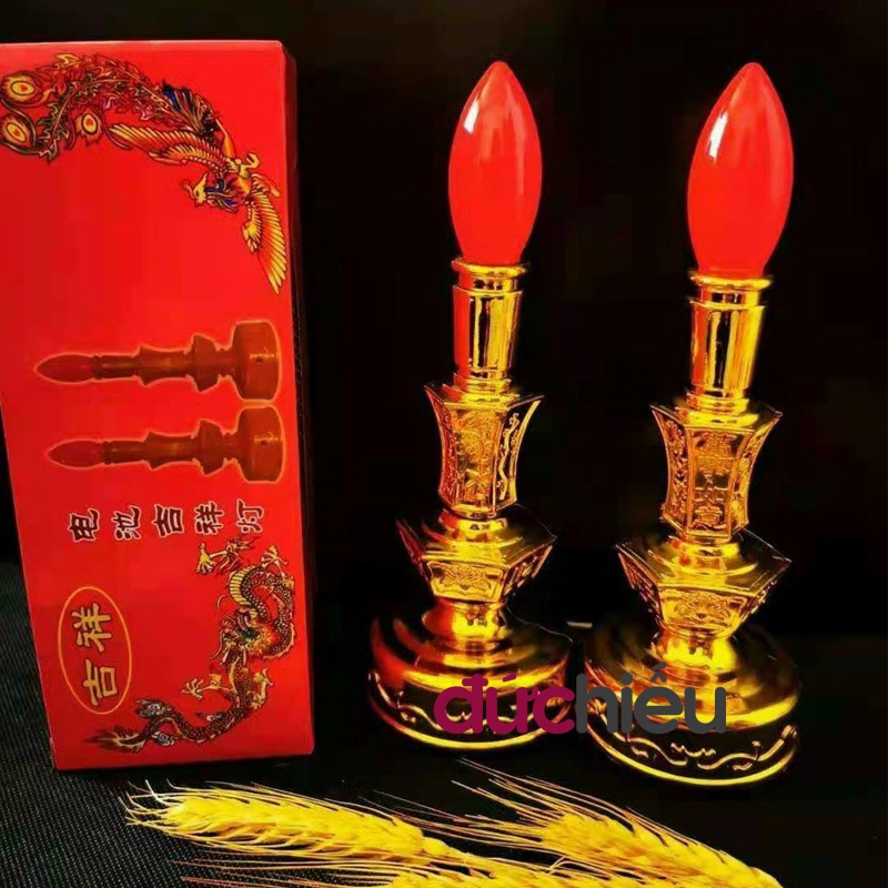 Đèn bàn thờ dùng pin  , đèn cầy thờ cúng D18 – Đức Hiếu Shop
