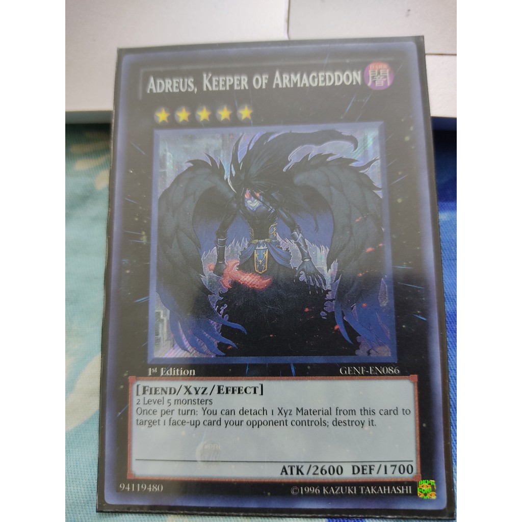 [Yugioh Funny Shop] Adreus, Keeper of Armageddon - GENF-EN086 - Secret Rare 1st Edition