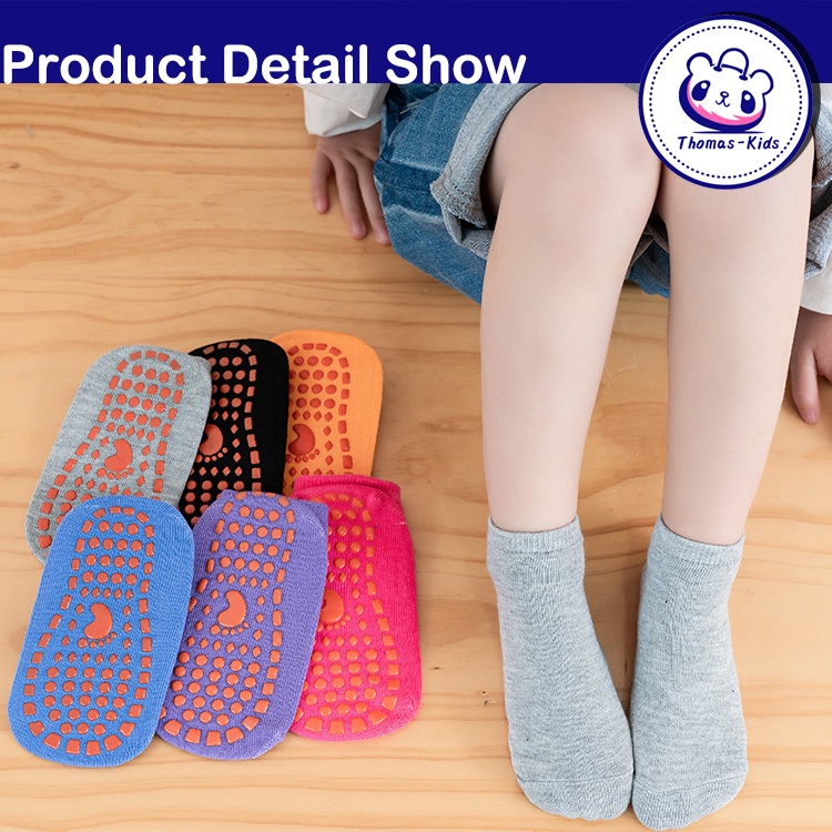 Bít tất chống trượt mắt cá chân cho bé Bít tất cao su silicone Đáy không trơn trượt Tầng giữa Vớ ống cho 1-12 tuổi Trẻ em bé trai bé gái