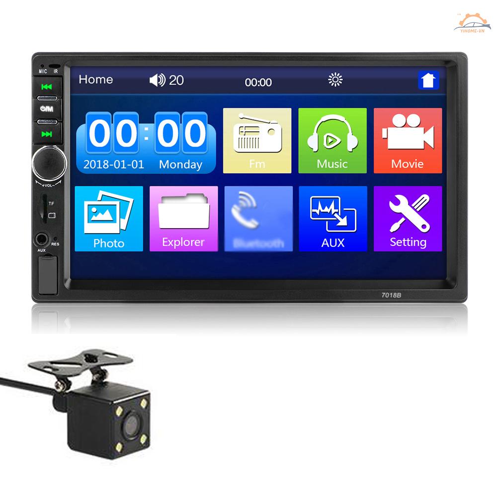 Thiết Bị Thu Tín Hiệu Âm Thanh Màn Hình Cảm Ứng 7 inch 2 Din Cho Xe Hơi BT MP5 Kèm Điều Khiển Từ Xa