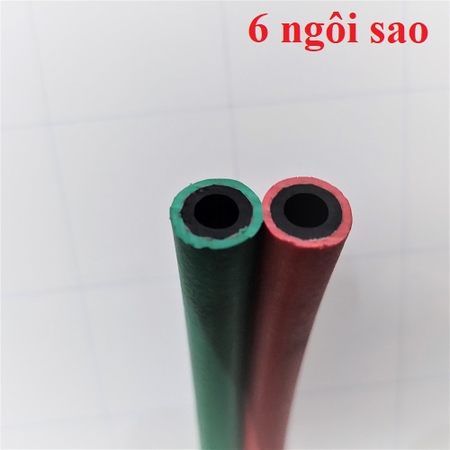 Ống hàn - cắt gió đá, Dây hơi đôi màu xanh đỏ 1/4"  6.5mm 20Bar 300PSI 20kg/cm2