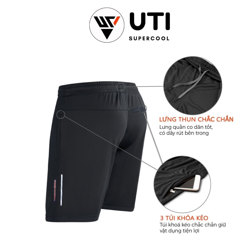 Quần Đùi Nam Thể Thao tập gym vải thun lạnh thoáng mát co giãn thoải mái vận động form xuông có 3 túi khóa