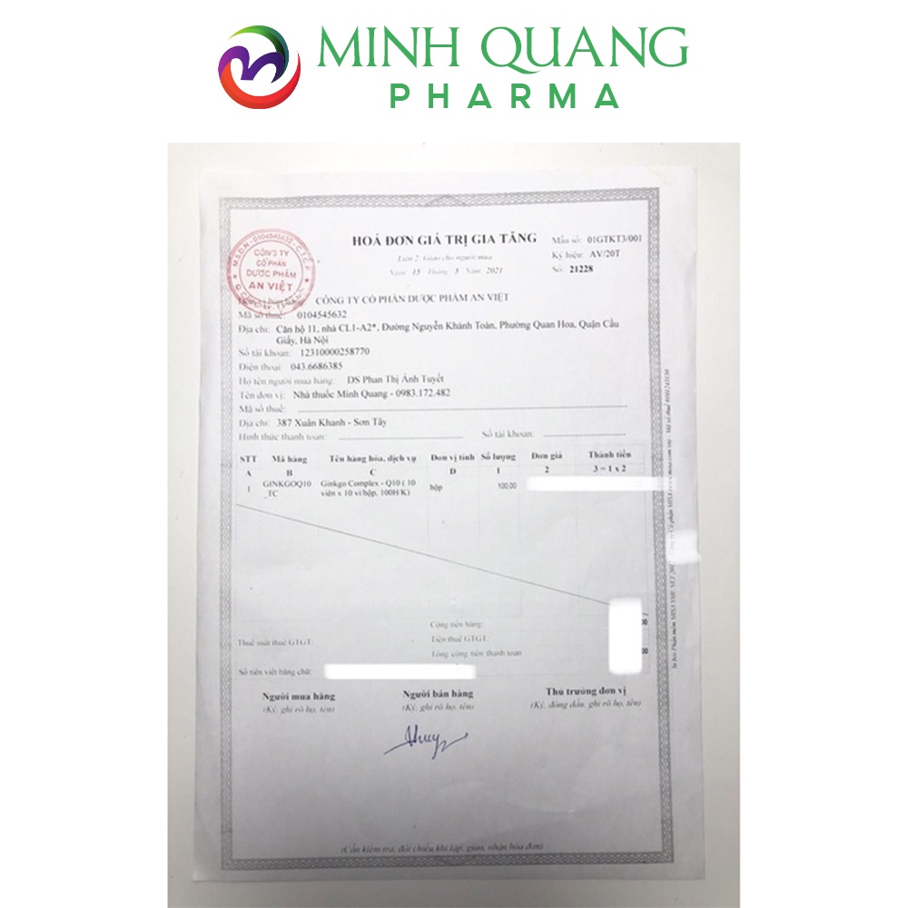 Hoạt huyết dưỡng não GINKGO BILOBA COMPLEX Q10 tăng cường trí nhớ, cải thiện mất ngủ hộp 100 viên