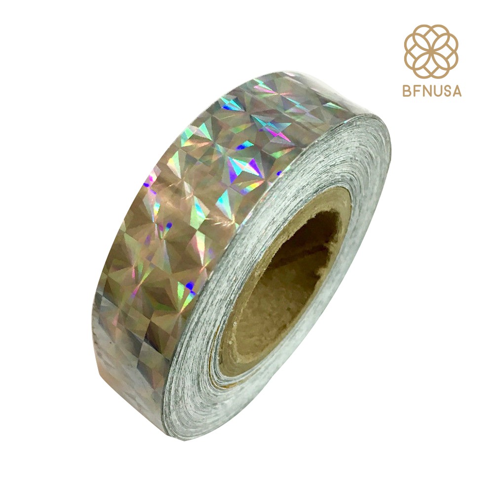 Bfnusa 1.2cm x 18m Square Glitter Sparkle Holographic Prism Lure Tape for Gift Packing