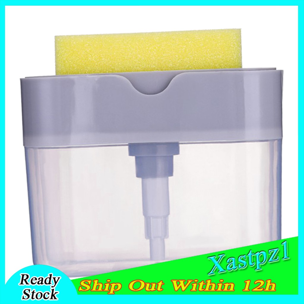 [Ready Stock] Kitchen Dishwashing Soap Pump Dispenser and Sponge Holder Handy Soap Box