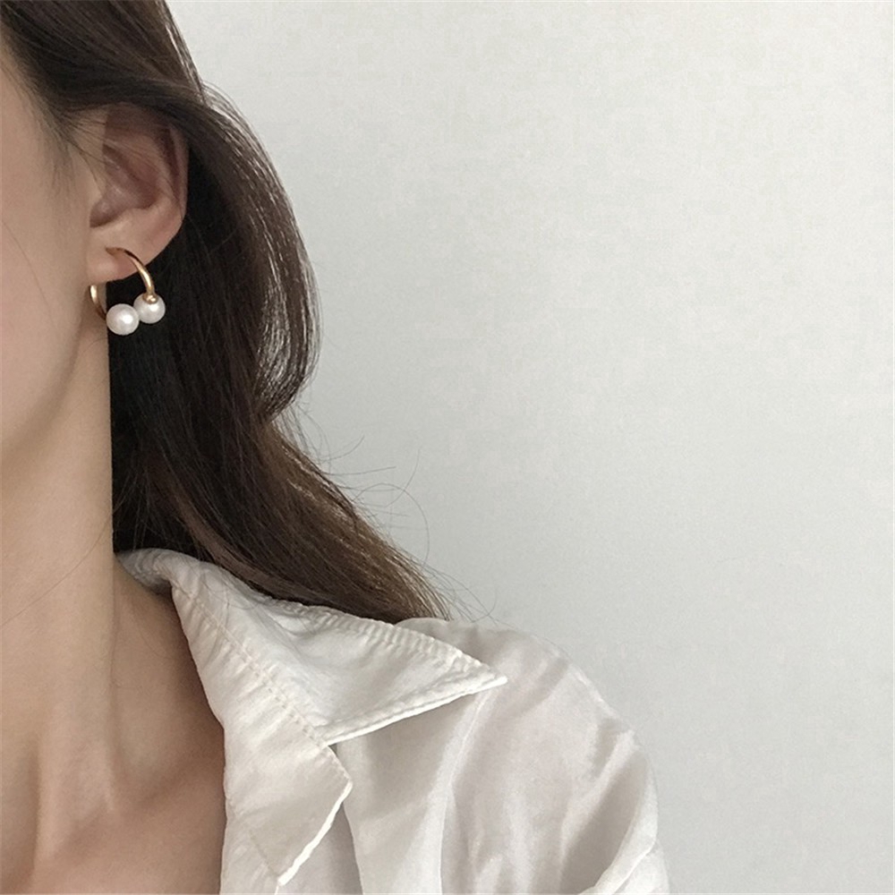 [Mã FAMAYFA giảm 10K đơn 50K] fashion woman simple Creative Hoop Earrings party gold jewelry gift