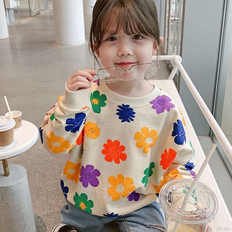 Áo Tay Dài Cổ Tròn Phong Cách Hàn Quốc Cho Bé Gái