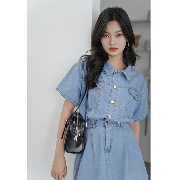 Jumpsuit Denim Ngắn Dáng Ôm DX0T