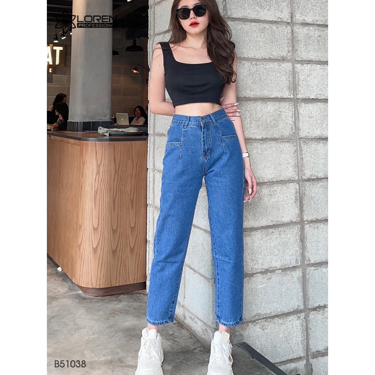 Quần jean baggy LOREN trơn kiểu túi B51038