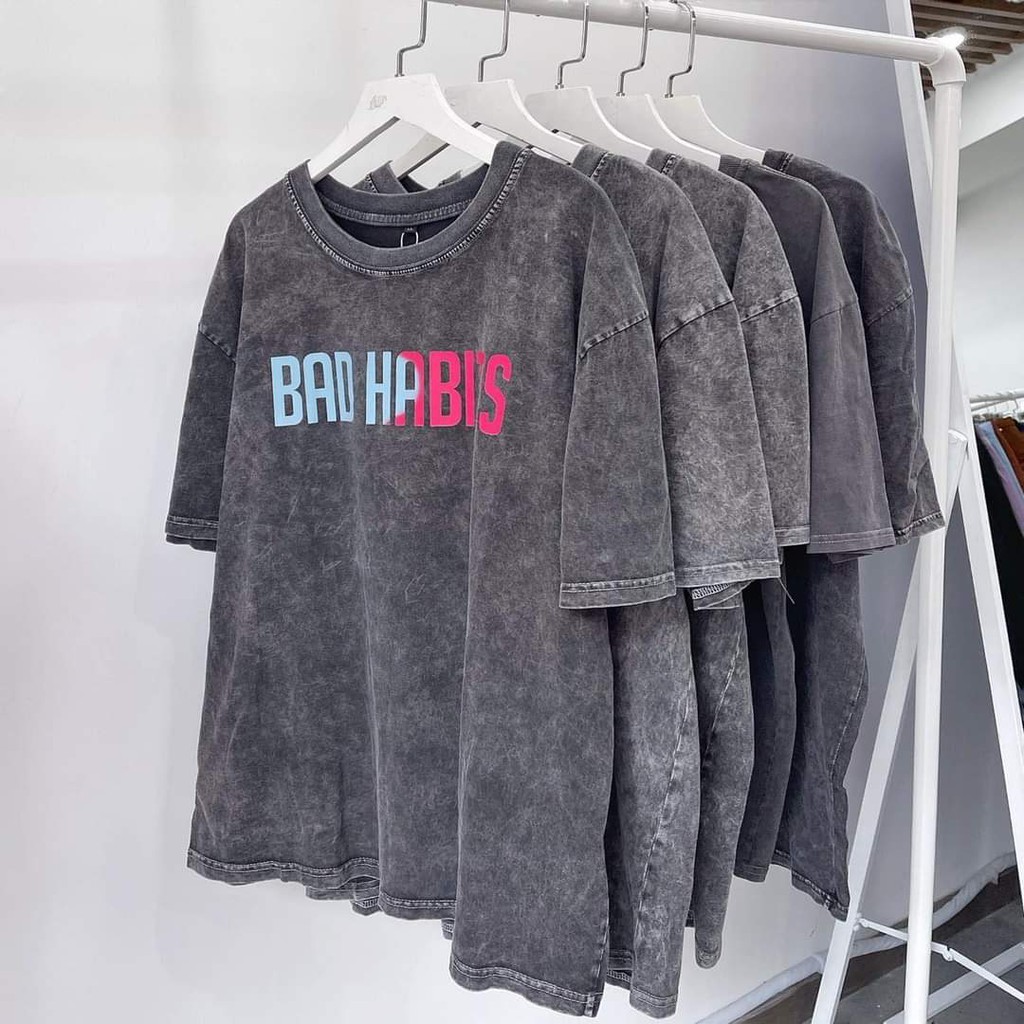 Áo Thun Tay Lỡ Unisex WASH Xám HABIT COLOR 🖤/Nam nữ unisex/FREESHIP 99K ❤️