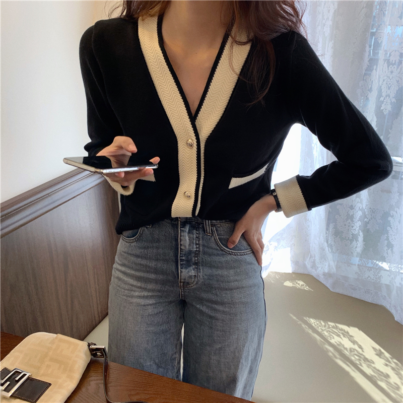 Áo Khoác Cardigan Dệt Kim Cổ Tim Xinh Xắn Dành Cho Nữ