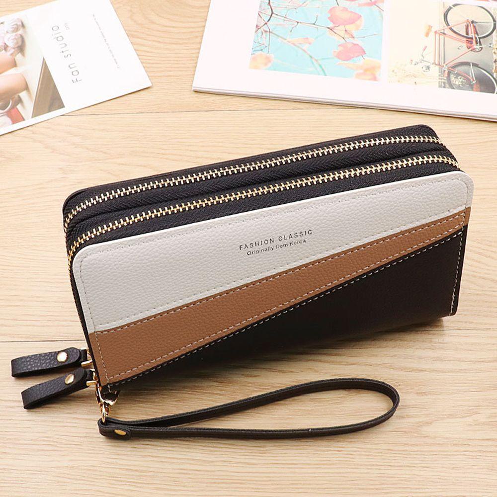 Ví Đựng Tiền Cỡ Lớn 2 Lớp Có Khóa Kéo Đa Năng Phong Cách Retro Cho Nữ