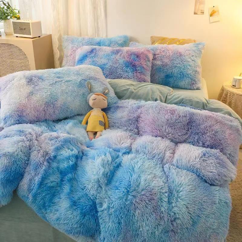 Bộ CHĂN GA GỐI NỈ NHUNG LÔNG LOANG 5 chi tiết / Mẫu Mới nhất -> được chọn màu