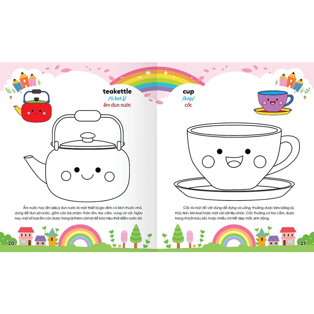 Sách Colouring 365 ngày Tô màu - KHÁM PHÁ THẾ GIỚI PHÁT TRIỂN TRÍ TUỆ - Giao thông, Đồ dùng gia đình, Học sinh Cuốn 4)