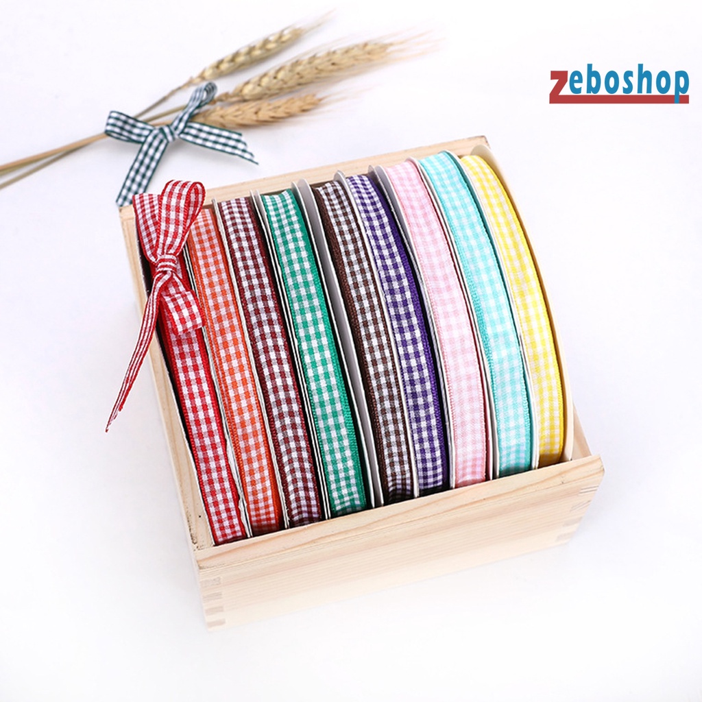 1 Cuộn Dây Ruy Băng Kẻ Sọc Caro Thắt Nơ Dễ Phối Đồ Trang Trí Hộp Quà Cho Bữa Tiệc DIY