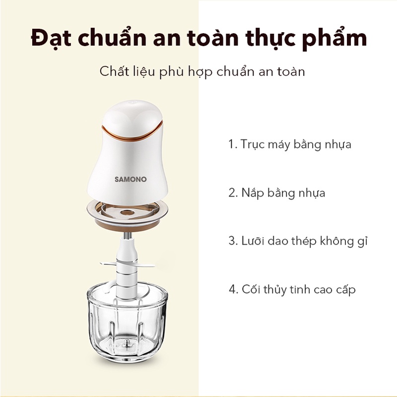 Máy xay thực phẩm mini đa năng SAMONO SW099 xay thịt tỏi ớt công suất 200W - Bảo hành 12 tháng