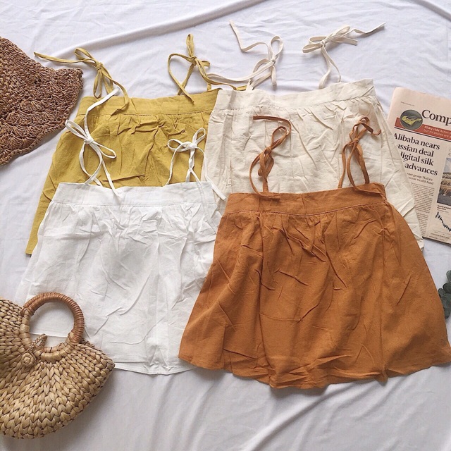 Áo hai dây chất linen phong cách Korea màu vintage Lovi