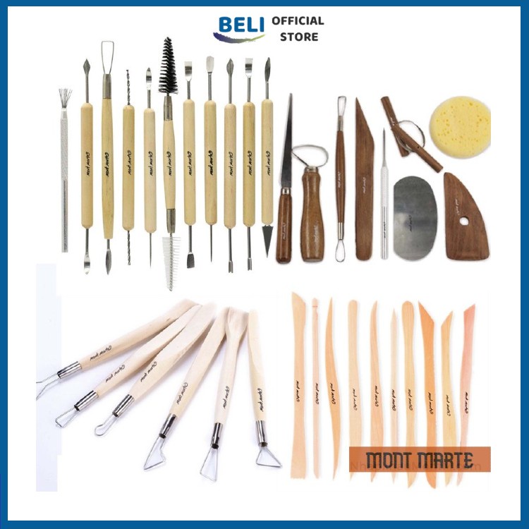 Bộ Dụng Cụ Làm Đất Sét Nghệ Thuật, Đồ Gốm, Polymer, Ceramic Clay, dùng nặn tạo hình làm mịn điêu khắc texture,Mont Marte