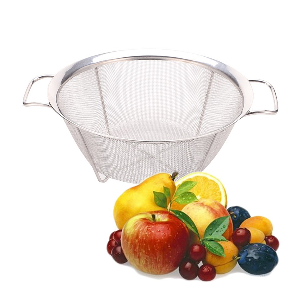Rổ lọc ráo nước bằng thép không gỉ có tay cầm tiện dụng cho bếp