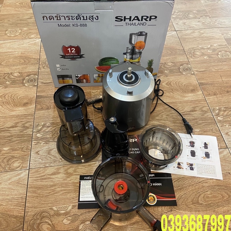 🥬Máy Ép Chậm Sharp ks-888 Công suất 240w Cho Khả Năng Ép hoa Quả kiệt Nước-Bảo Hành 12 Tháng
