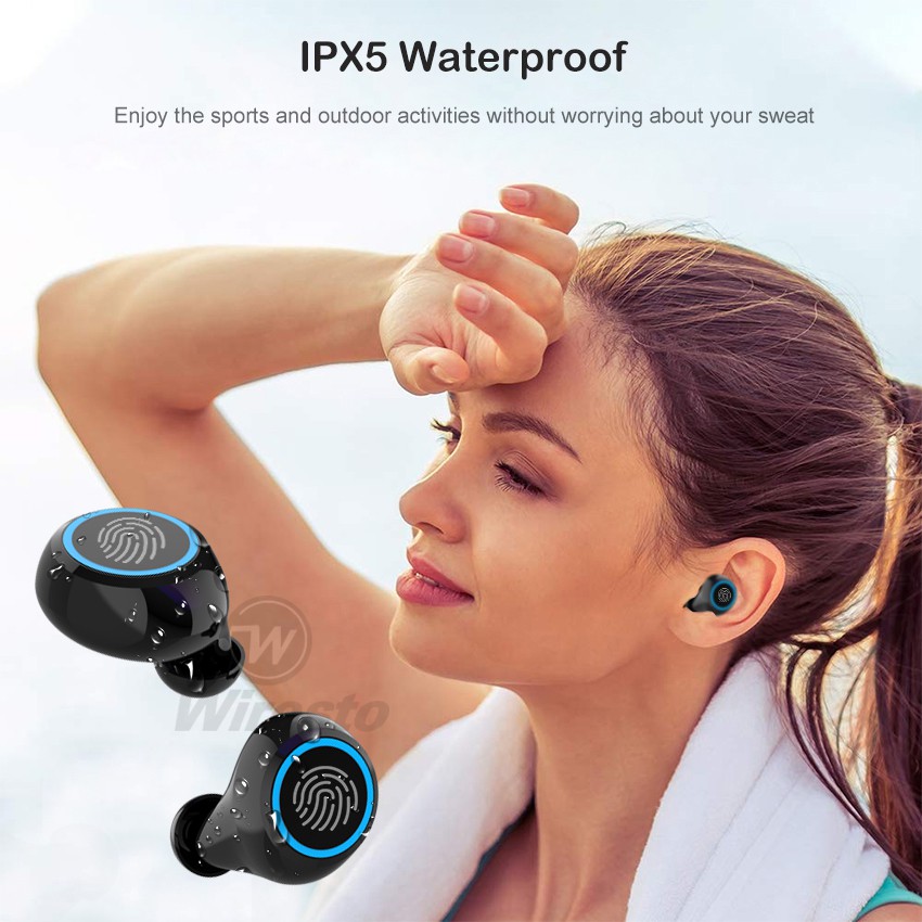 Tai Nghe Thể Thao Wiresto Bluetooth 5.0 Không Dây Cảm Ứng Chạm Tích Hợp Micro Có Hộp Sạc