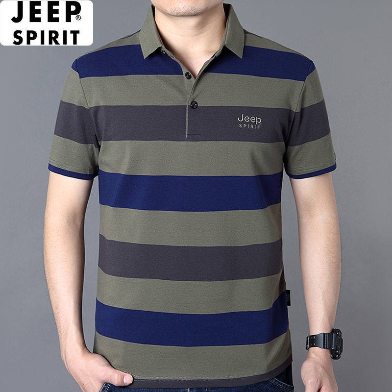 JEEP Áo Thun polo Cotton Tay Ngắn Họa Tiết Kẻ Sọc Thời Trang Mùa Hè Dành Cho Nam 2022