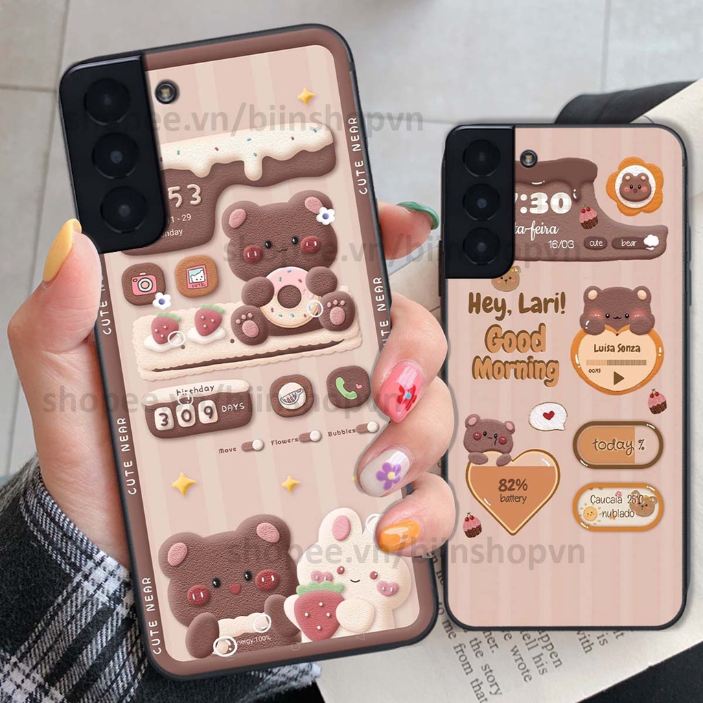 Ốp Samsung S21 / S21 FE / S21 Plus / S21+ in 3D icon gấu nổi siêu xinh, siêu đáng yêu, cá tính phong cách