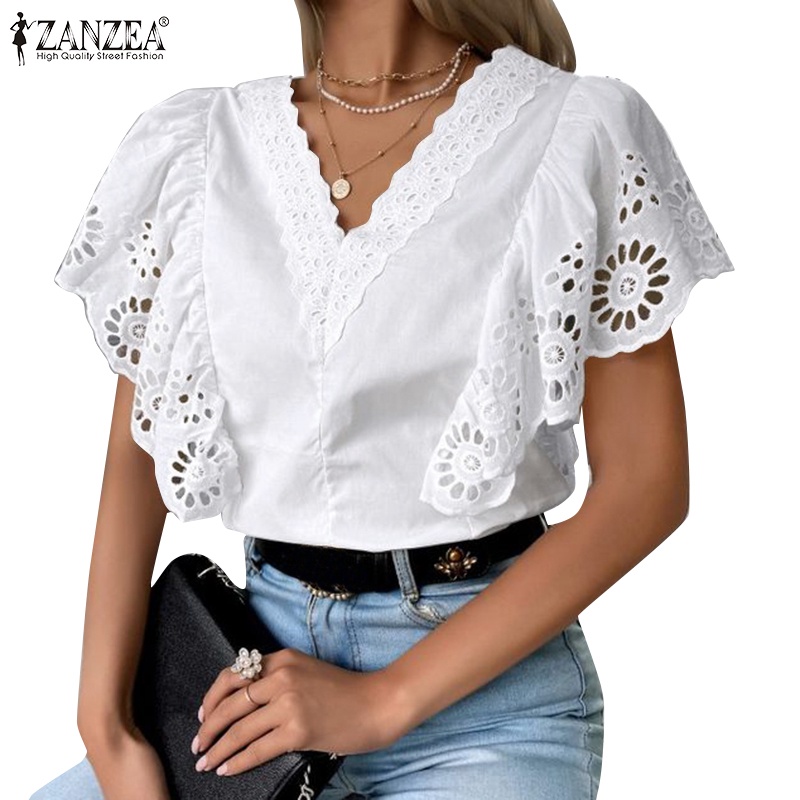 Áo kiểu ZANZEA cổ chữ V thời trang quyến rũ dành cho nữ