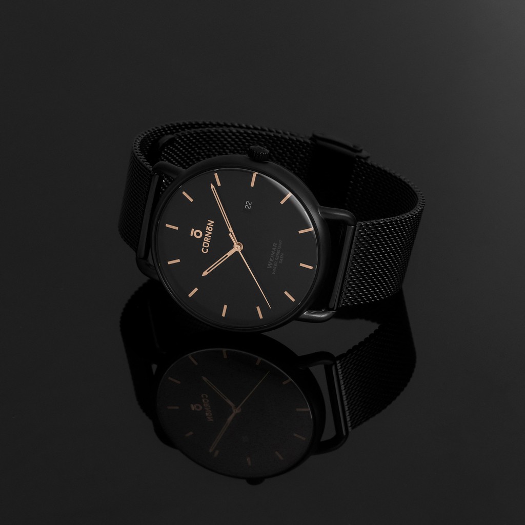 Đồng hồ nam Curnon Weimar Wolfgang dây kim loại chính hãng thiết kế 3 kim thời trang