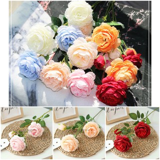 Cành 3 bông hoa mẫu đơn decor trang trí phụ kiện chụp ảnh