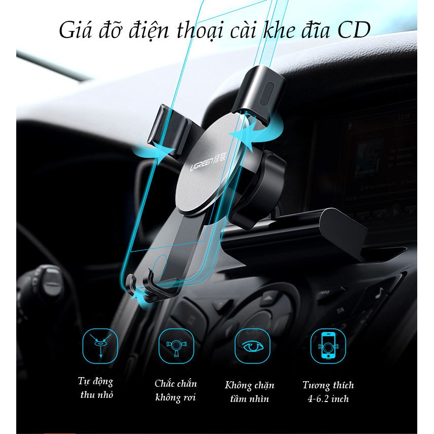 Giá đỡ điện thoại LP144 50396 kẹp khe đĩa CD trên ô tô 4-6.2 inch