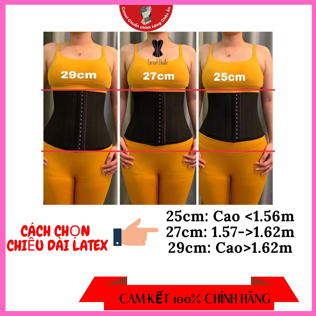 Gen nịt bụng Latex chính hãng 25 thanh xương tặng áo liner