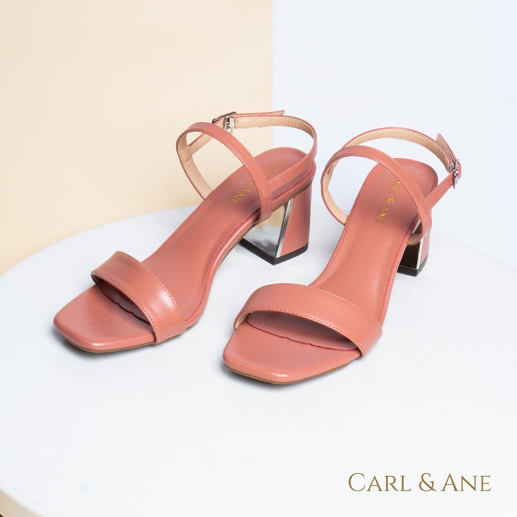 Carl &amp; Ane - Giày sandal phối quai ngang đơn giản cao 7cm màu hồng đậm _ CS005