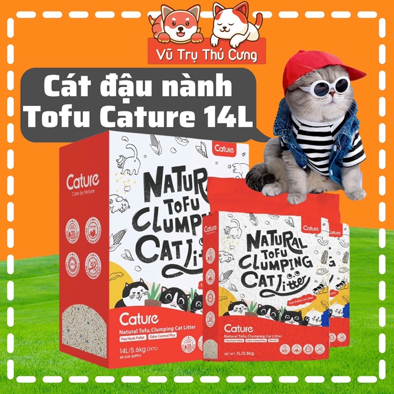 Cát vệ sinh cho Mèo, Cát đậu nành Tofu Cature 14L, khử mùi và vón cục hiệu quả