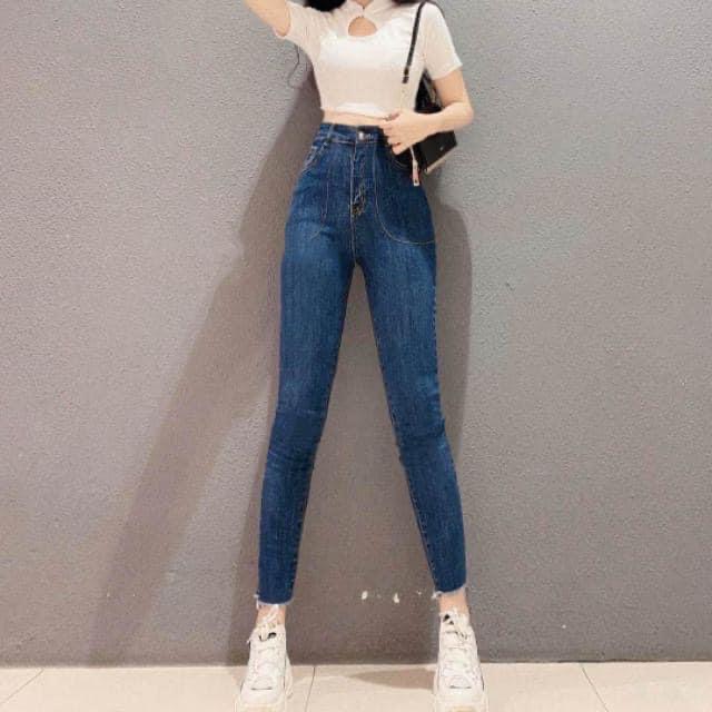 QUẦN JEANS CO GIÃN LƯNG CAO TÚI ỐP