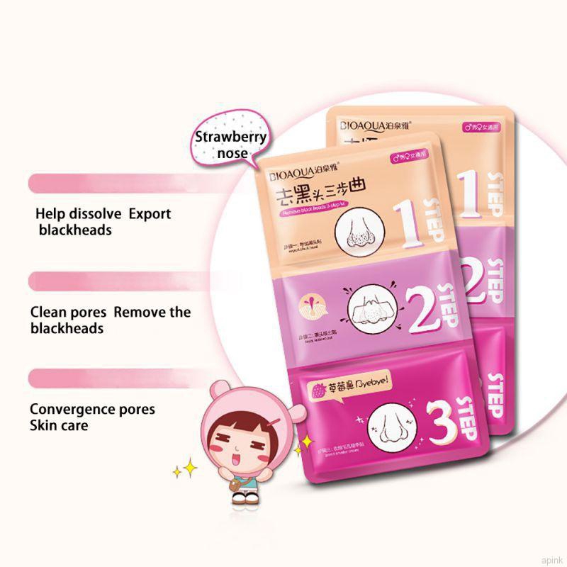 Mặt nạ lột mụn đầu đen vùng mũi 3 bước trong 1 BIOAQUA | BigBuy360 - bigbuy360.vn